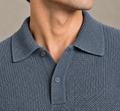Grey Textured Knit Polo by Monscre