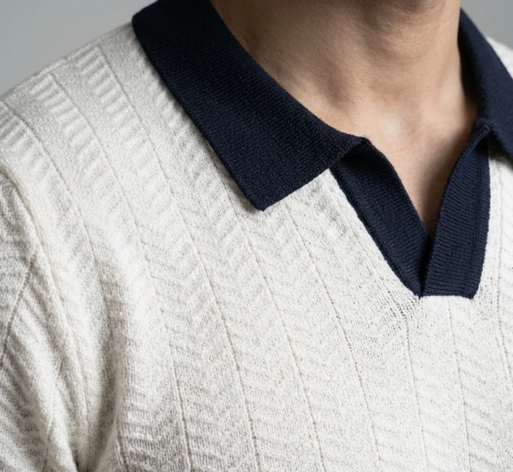 White Aura Knit Polo by Monscre