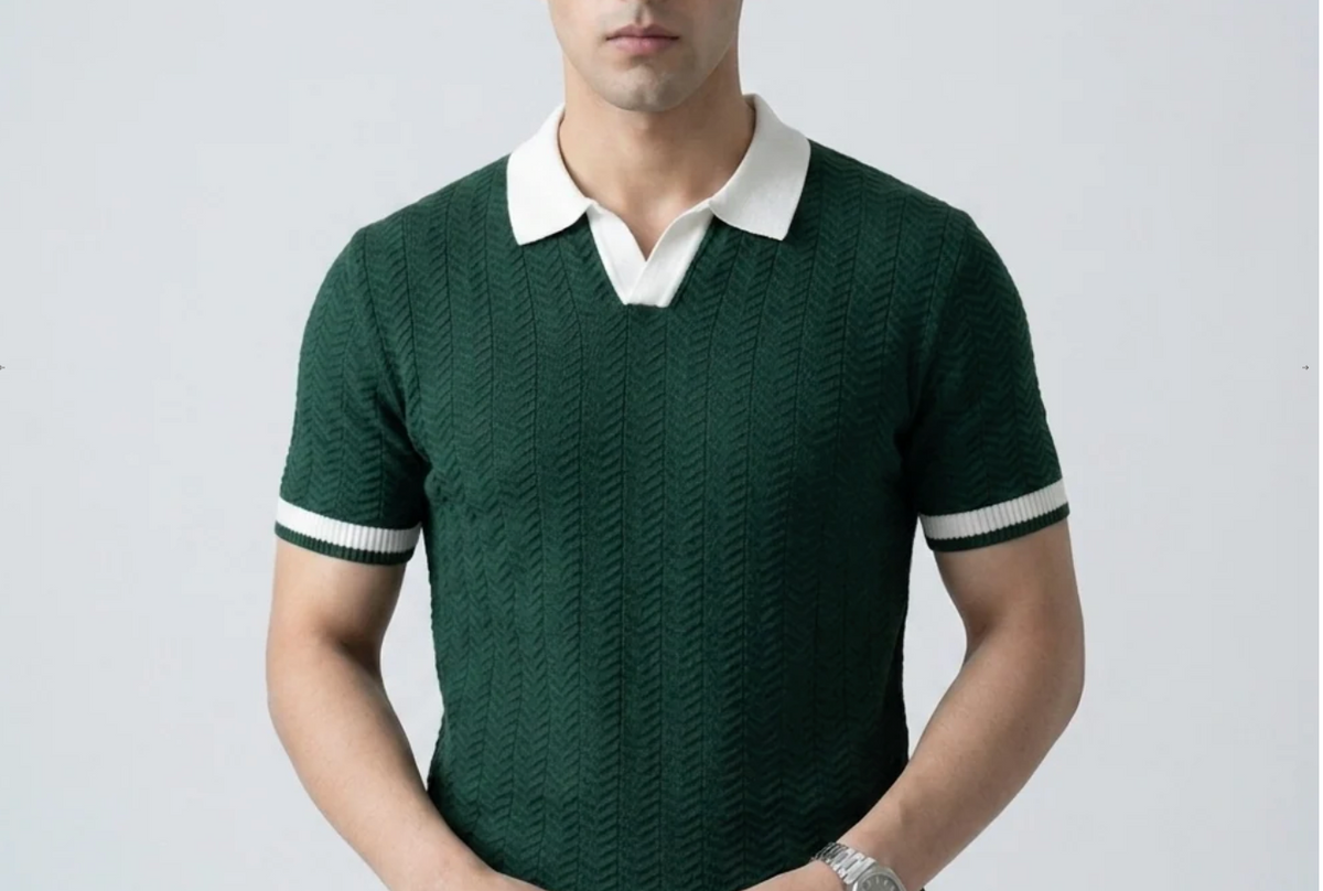 Green Aura Knit Polo by Monscre
