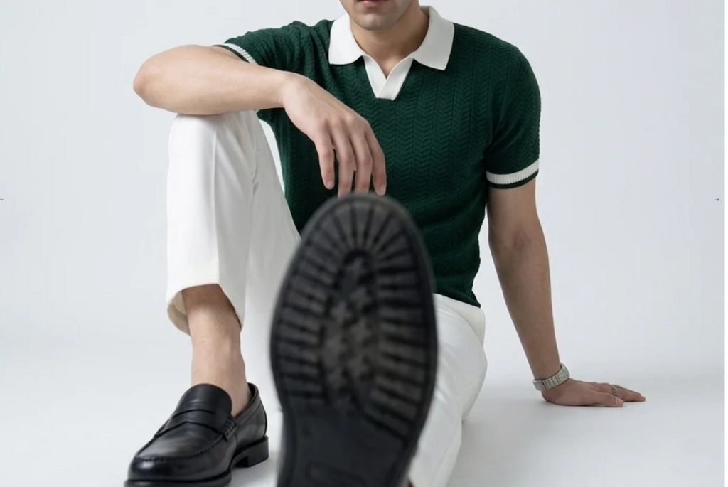 Green Aura Knit Polo by Monscre