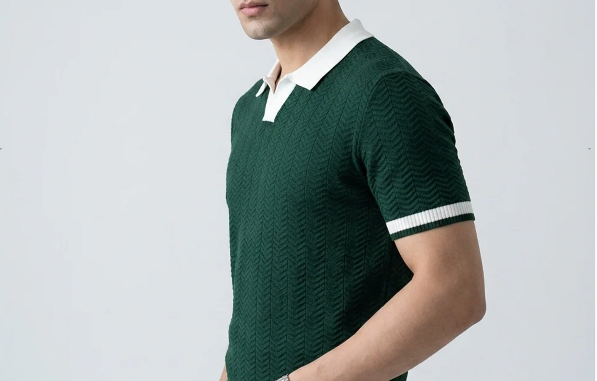 Green Aura Knit Polo by Monscre