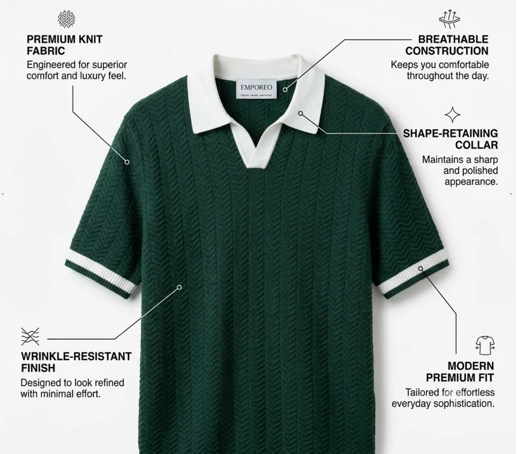 Green Aura Knit Polo by Monscre