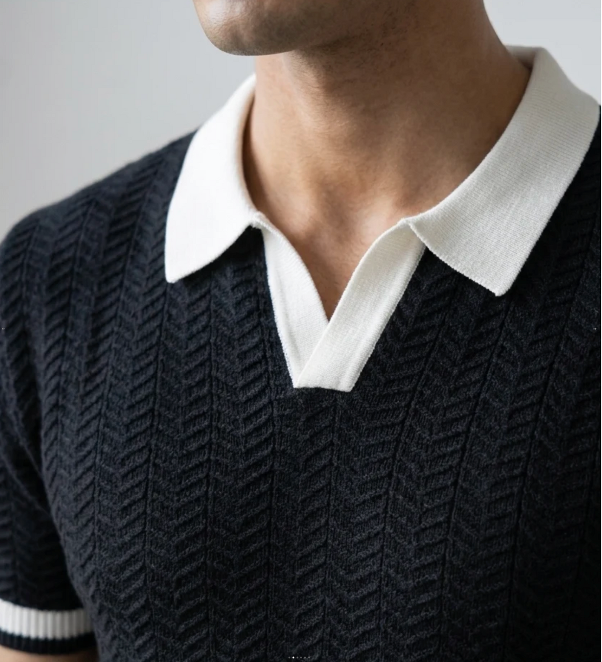 Black Aura Knit Polo by Monscre