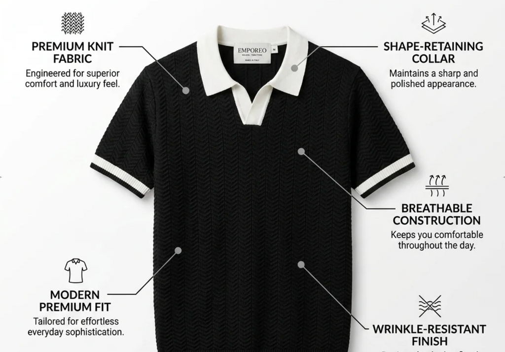 Black Aura Knit Polo by Monscre