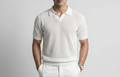 White Royal Knit Polo by Monscre