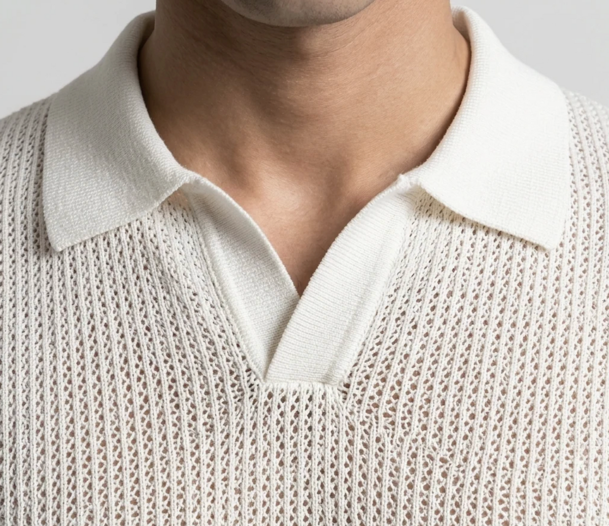 White Royal Knit Polo by Monscre
