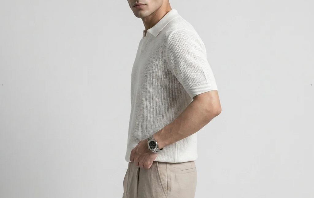 White Royal Knit Polo by Monscre