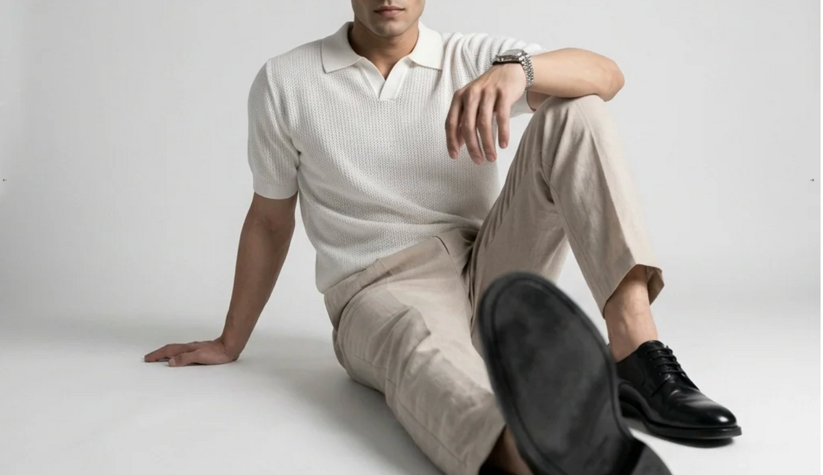 White Royal Knit Polo by Monscre