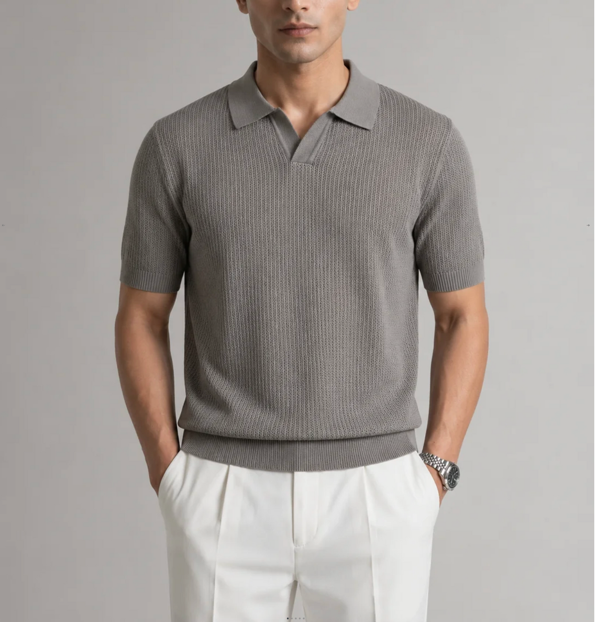 Grey Royal Knit Polo by Monscre
