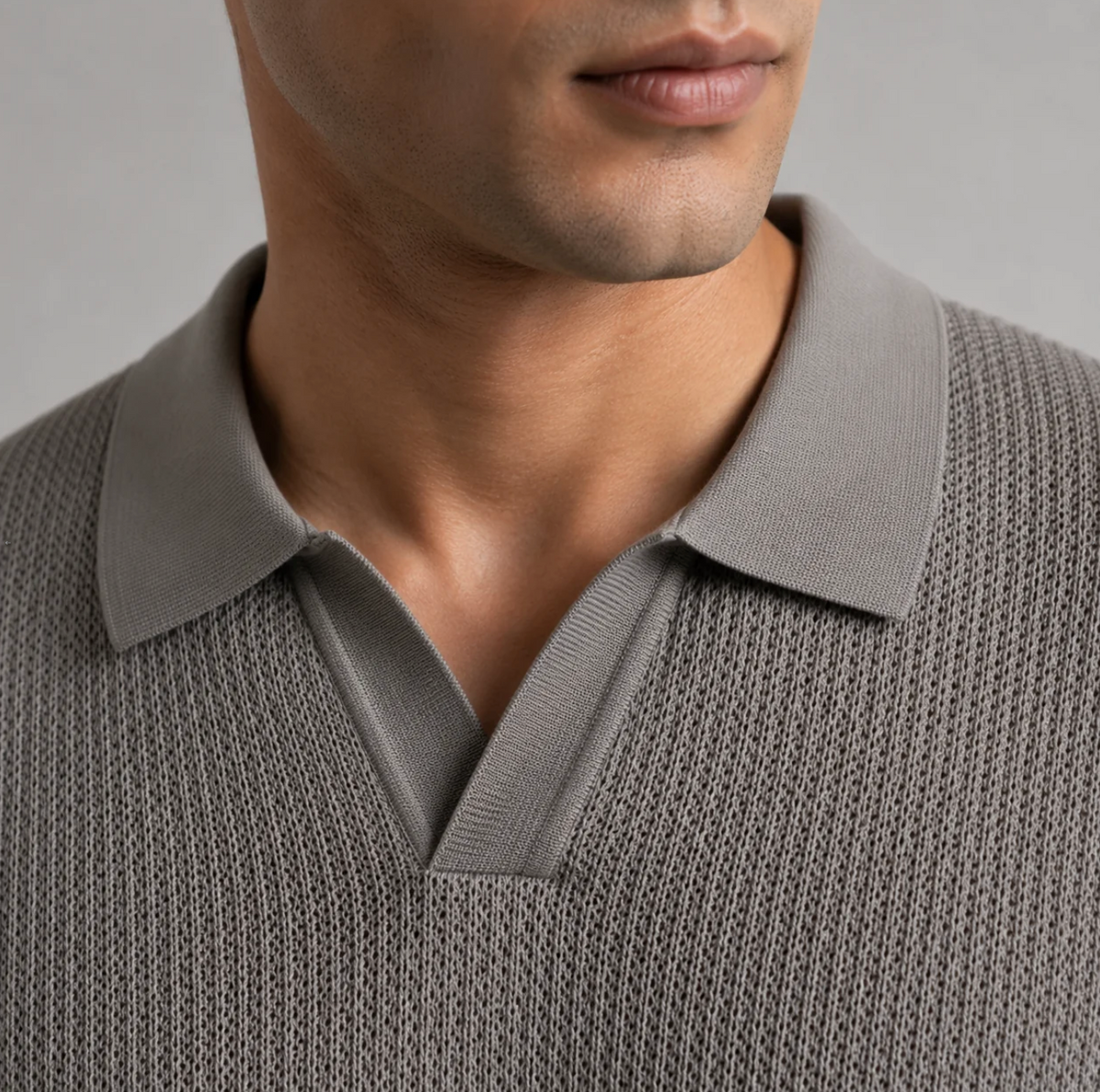 Grey Royal Knit Polo by Monscre