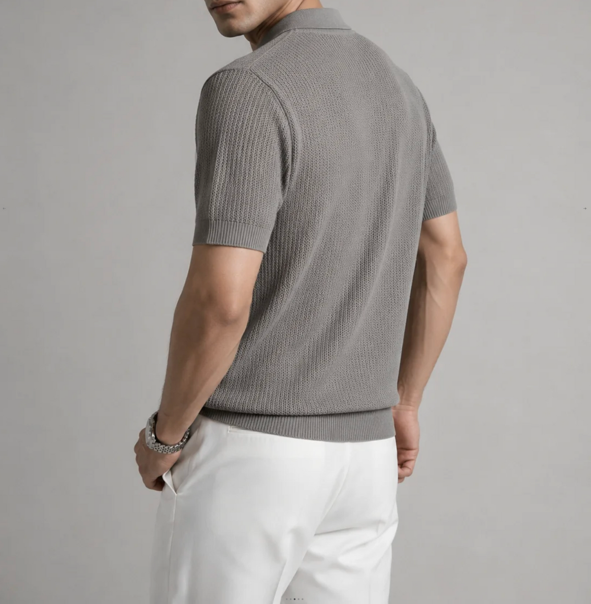 Grey Royal Knit Polo by Monscre