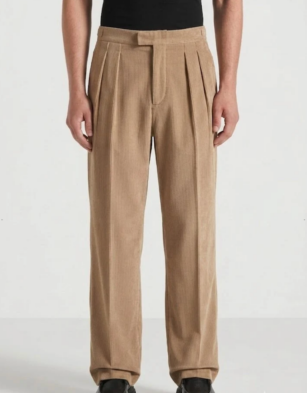 Light Brown Two Pleated Relaxed Fit Corduroy Trouser by Monscre