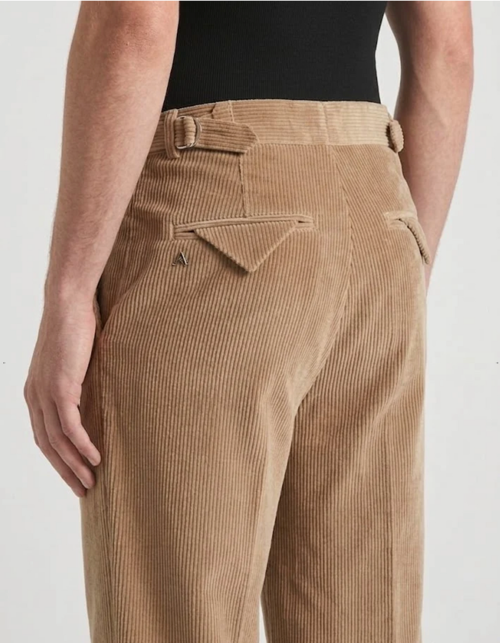 Light Brown Two Pleated Relaxed Fit Corduroy Trouser by Monscre