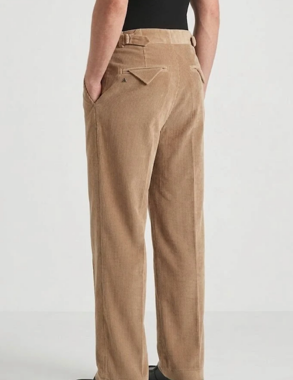 Light Brown Two Pleated Relaxed Fit Corduroy Trouser by Monscre