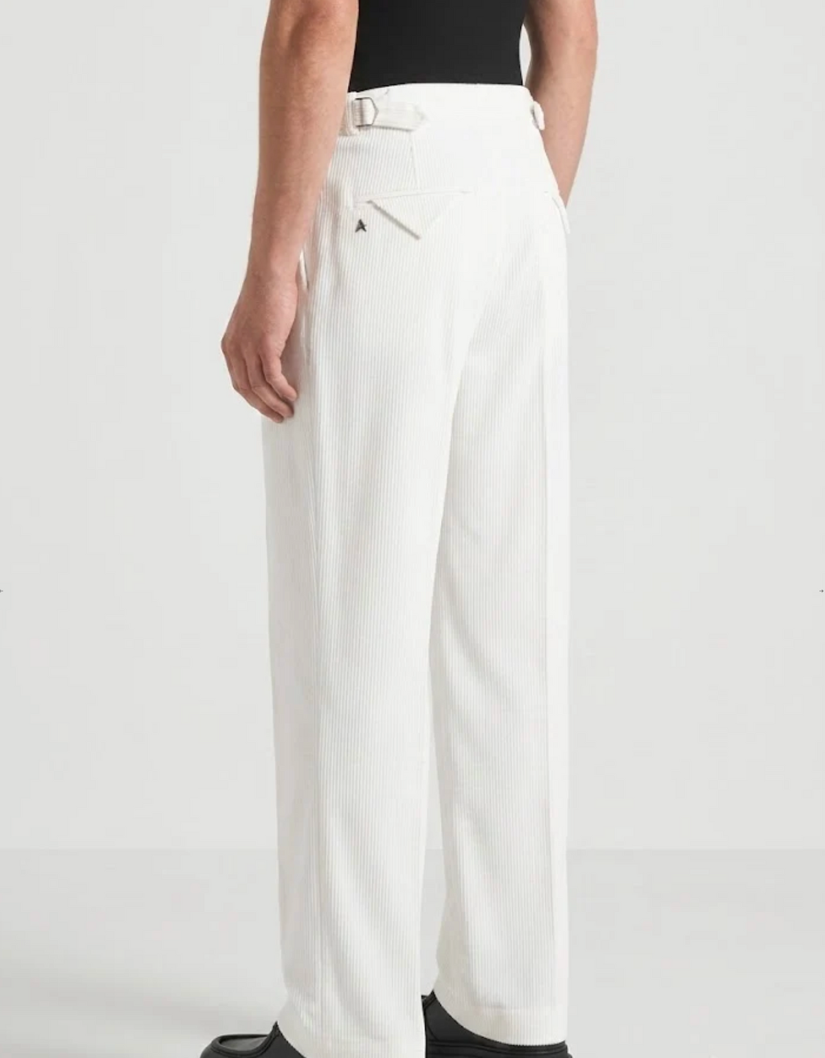 White Two Pleated Relaxed Fit Corduroy Trouser by Monscre