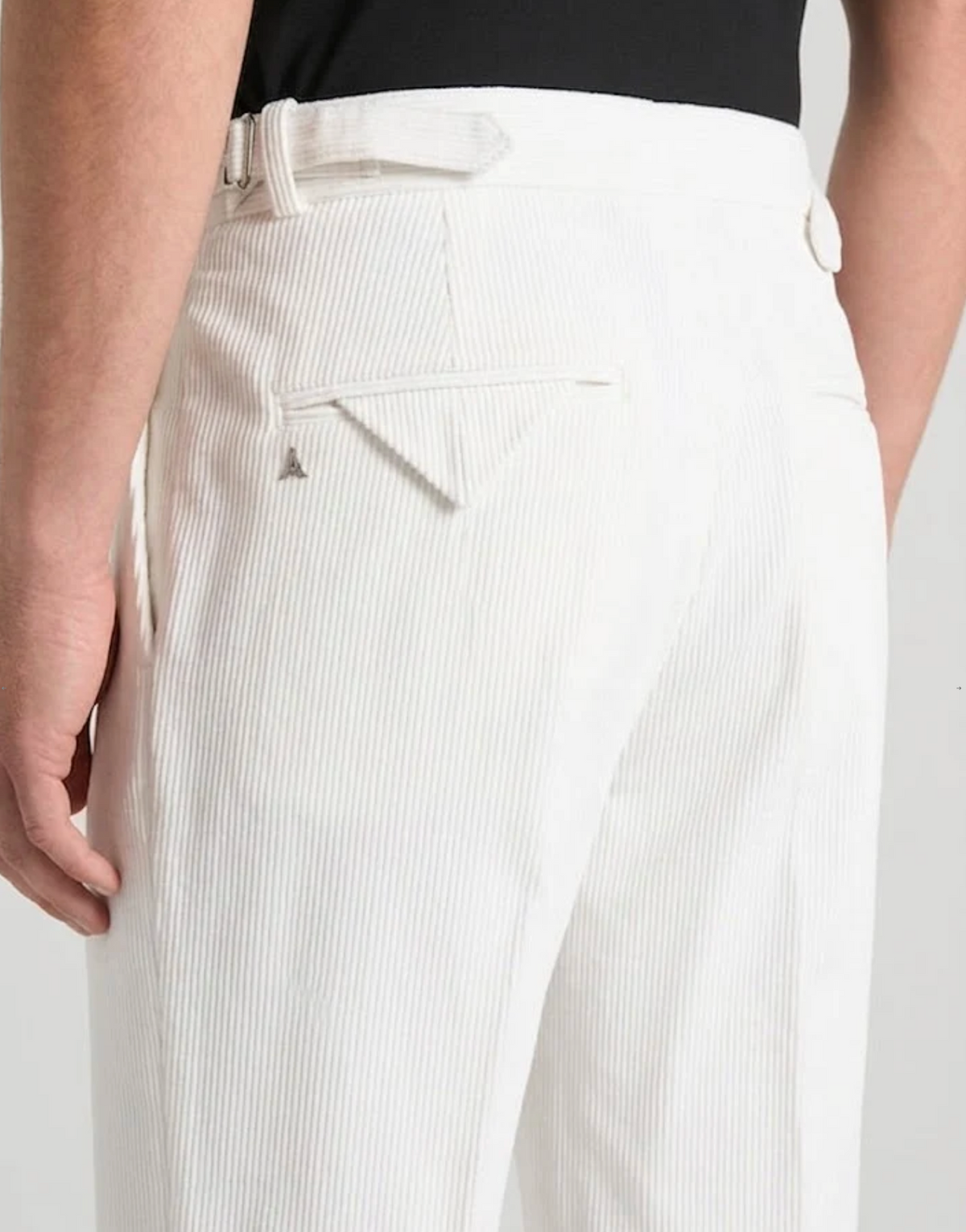 White Two Pleated Relaxed Fit Corduroy Trouser by Monscre
