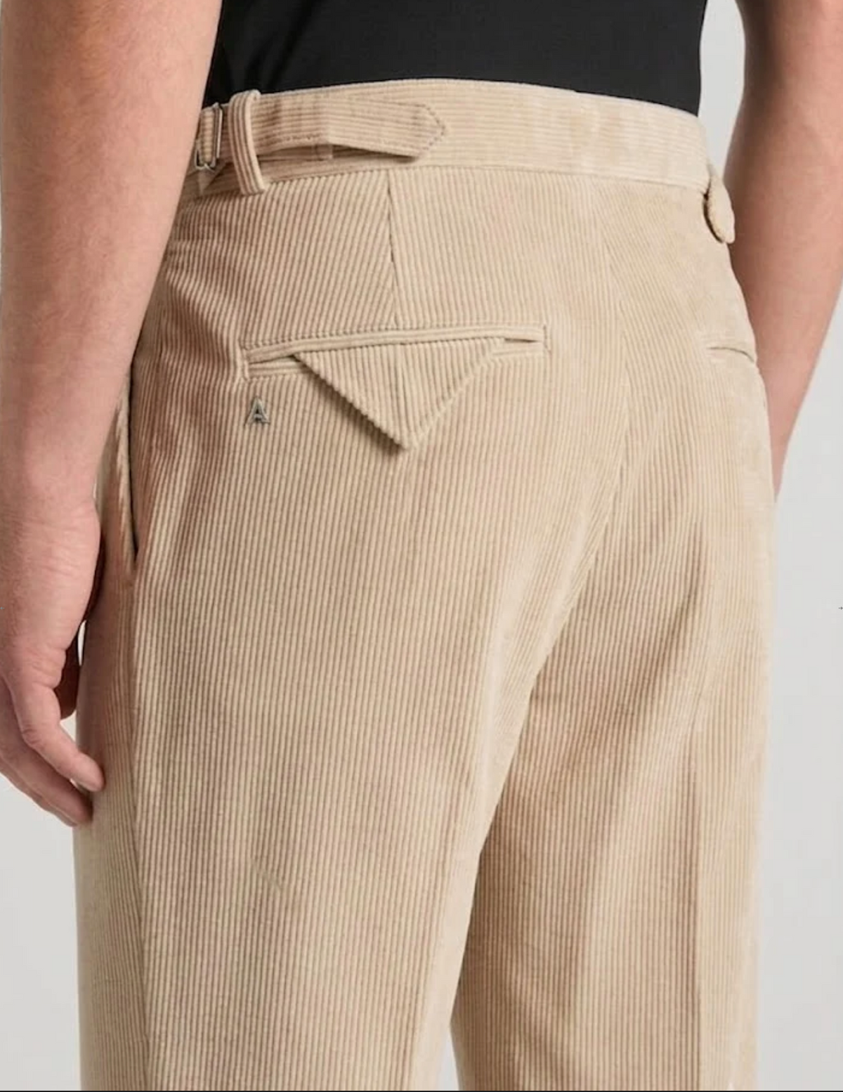 Beige Two Pleated Relaxed Fit Corduroy Trouser by Monscre