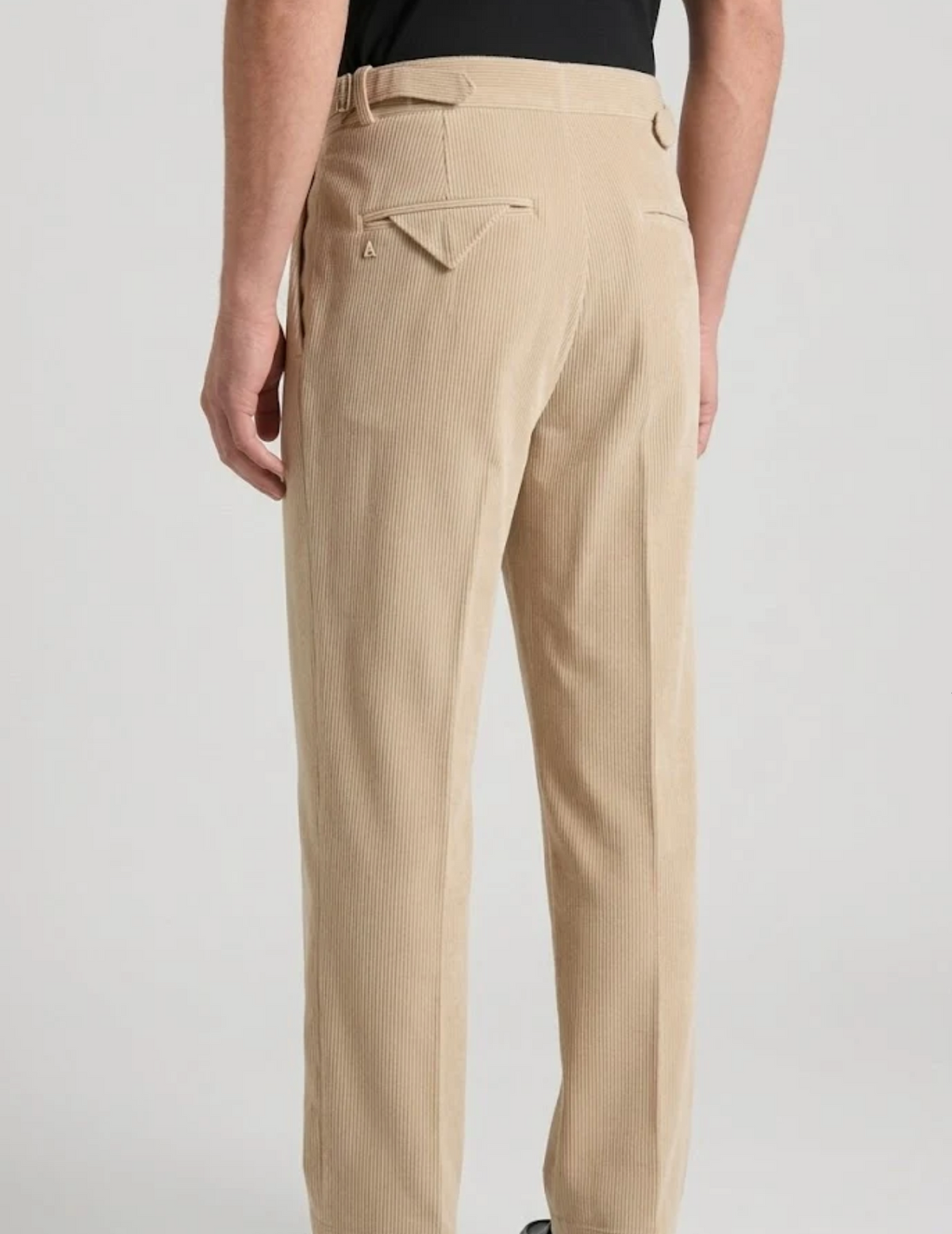 Beige Two Pleated Relaxed Fit Corduroy Trouser by Monscre