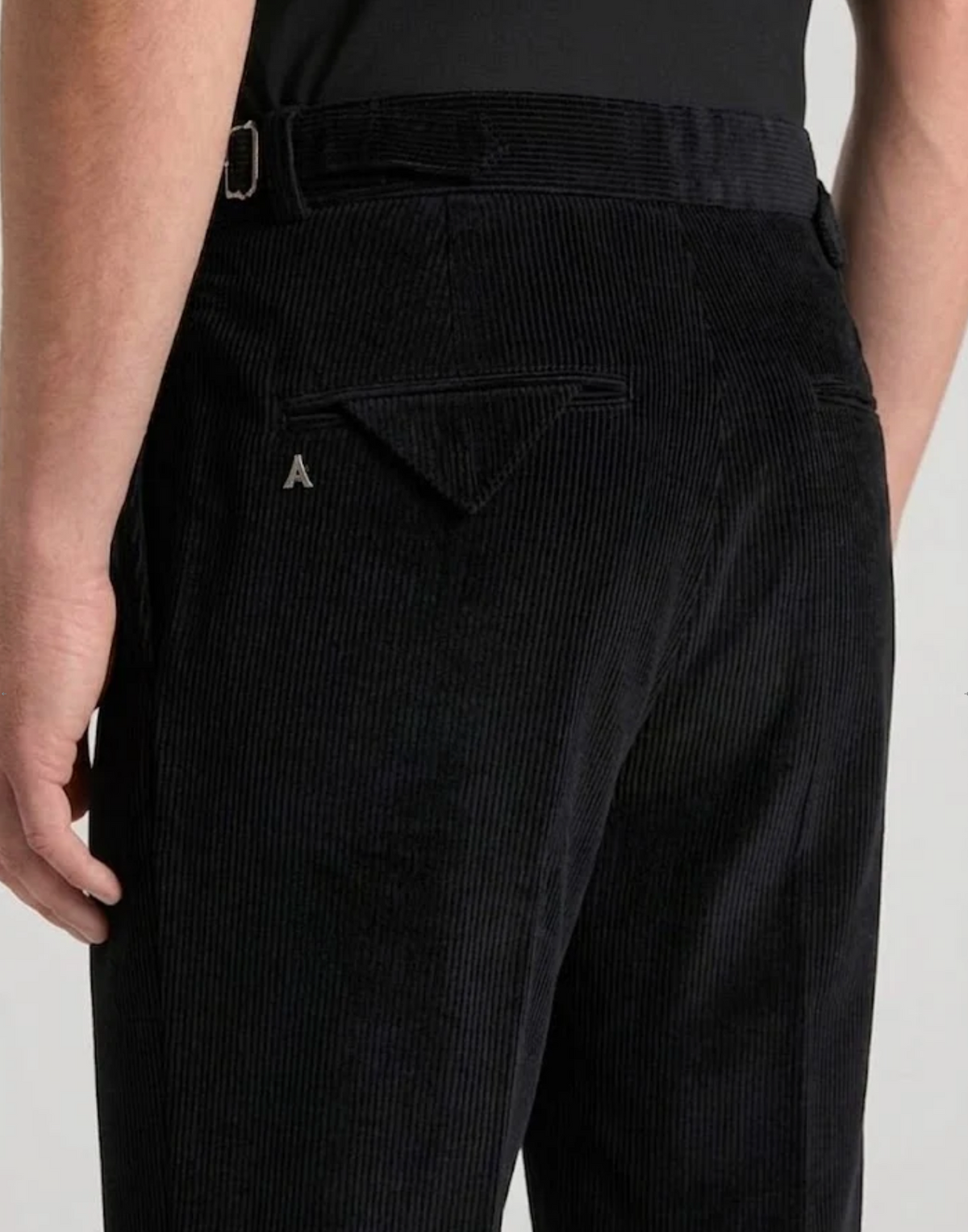 Black Two Pleated Relaxed Fit Corduroy Trouser by Monscre