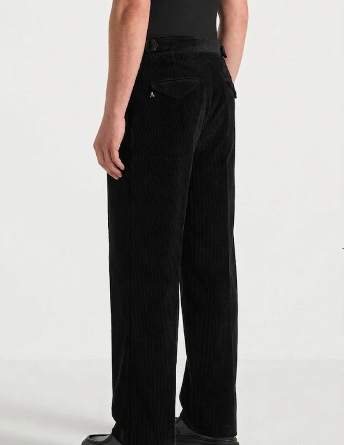 Black Two Pleated Relaxed Fit Corduroy Trouser by Monscre